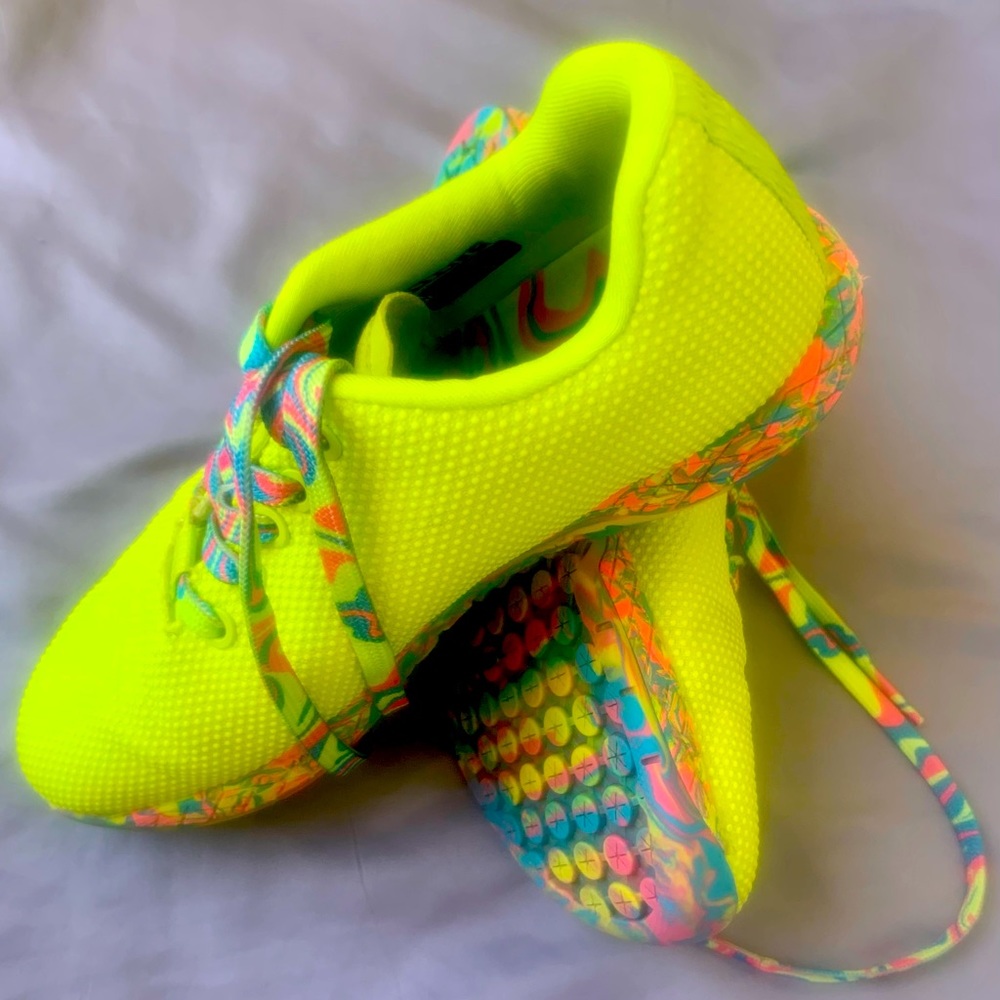 NOBULL neon yellow swirl trainers